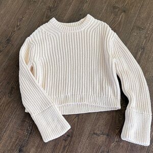 J. Crew Cream Ribbed Crewneck Sweater Like New M